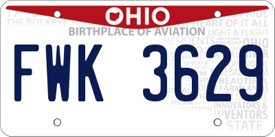 OH license plate FWK3629