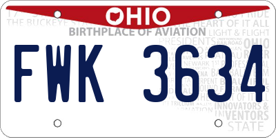 OH license plate FWK3634