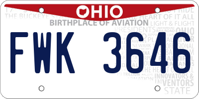 OH license plate FWK3646