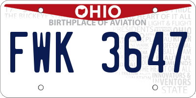 OH license plate FWK3647