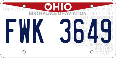 OH license plate FWK3649