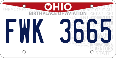 OH license plate FWK3665