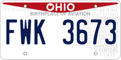 OH license plate FWK3673