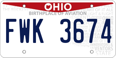 OH license plate FWK3674