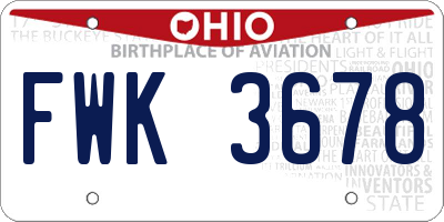 OH license plate FWK3678