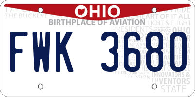 OH license plate FWK3680