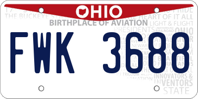 OH license plate FWK3688