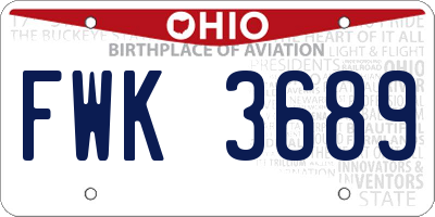 OH license plate FWK3689