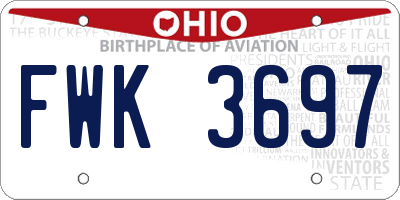 OH license plate FWK3697