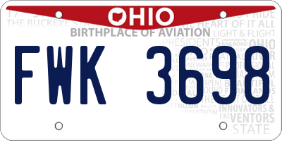OH license plate FWK3698