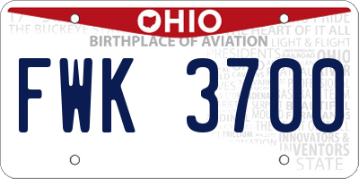 OH license plate FWK3700