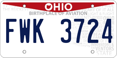 OH license plate FWK3724
