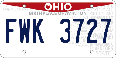 OH license plate FWK3727