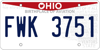 OH license plate FWK3751