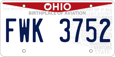 OH license plate FWK3752