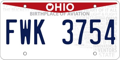 OH license plate FWK3754