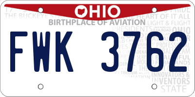 OH license plate FWK3762