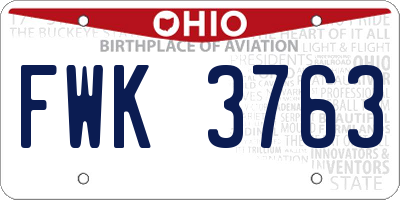 OH license plate FWK3763