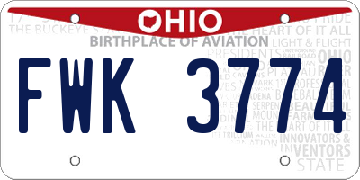 OH license plate FWK3774