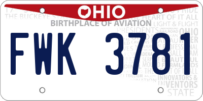 OH license plate FWK3781