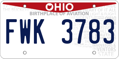 OH license plate FWK3783