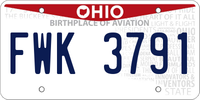 OH license plate FWK3791