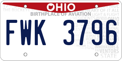 OH license plate FWK3796