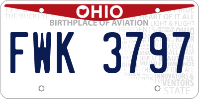 OH license plate FWK3797