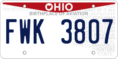 OH license plate FWK3807