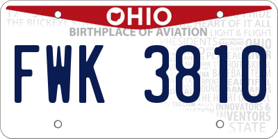 OH license plate FWK3810