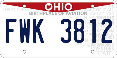 OH license plate FWK3812