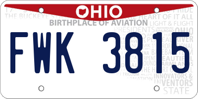 OH license plate FWK3815