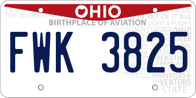 OH license plate FWK3825