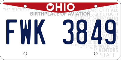 OH license plate FWK3849