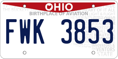 OH license plate FWK3853