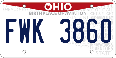 OH license plate FWK3860