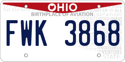 OH license plate FWK3868