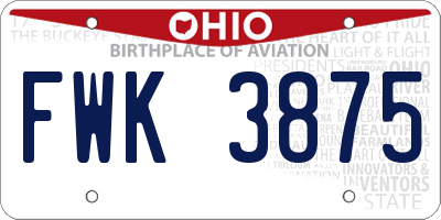 OH license plate FWK3875