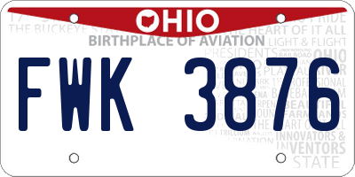 OH license plate FWK3876