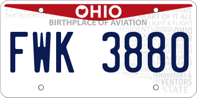 OH license plate FWK3880