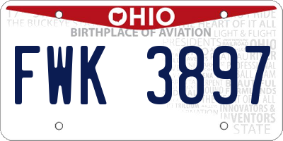OH license plate FWK3897