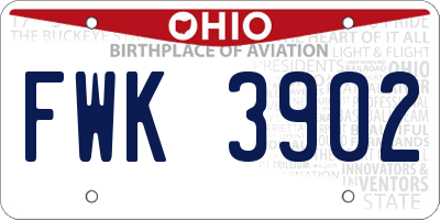 OH license plate FWK3902