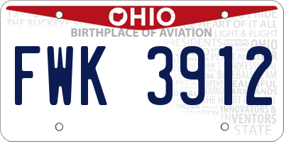 OH license plate FWK3912