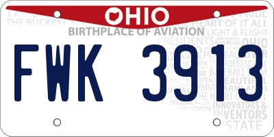 OH license plate FWK3913