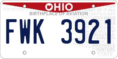 OH license plate FWK3921