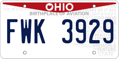 OH license plate FWK3929