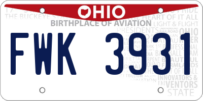 OH license plate FWK3931