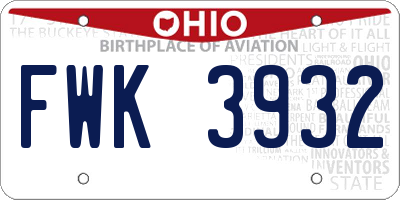 OH license plate FWK3932