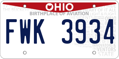 OH license plate FWK3934