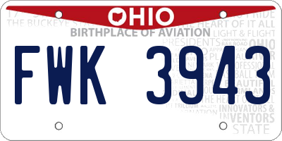 OH license plate FWK3943